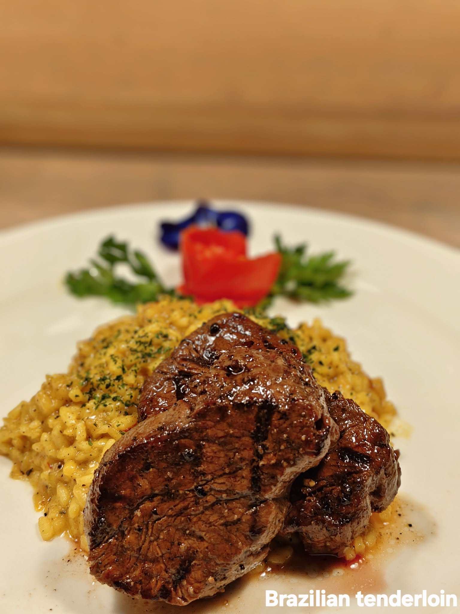 Saffron Risotto with Beef Tenderloin