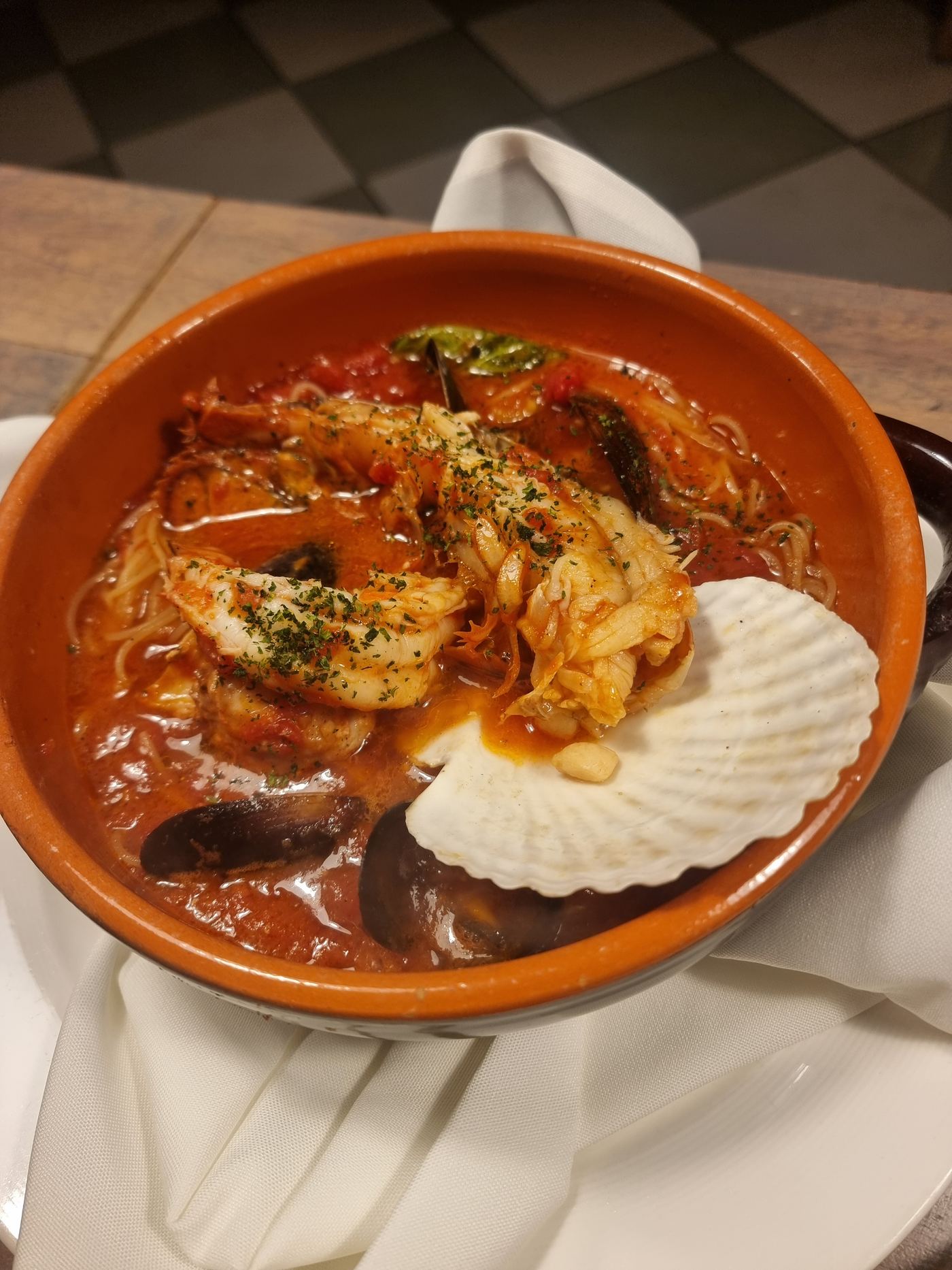 Capellini Al Ragù Di Mare seafood stew