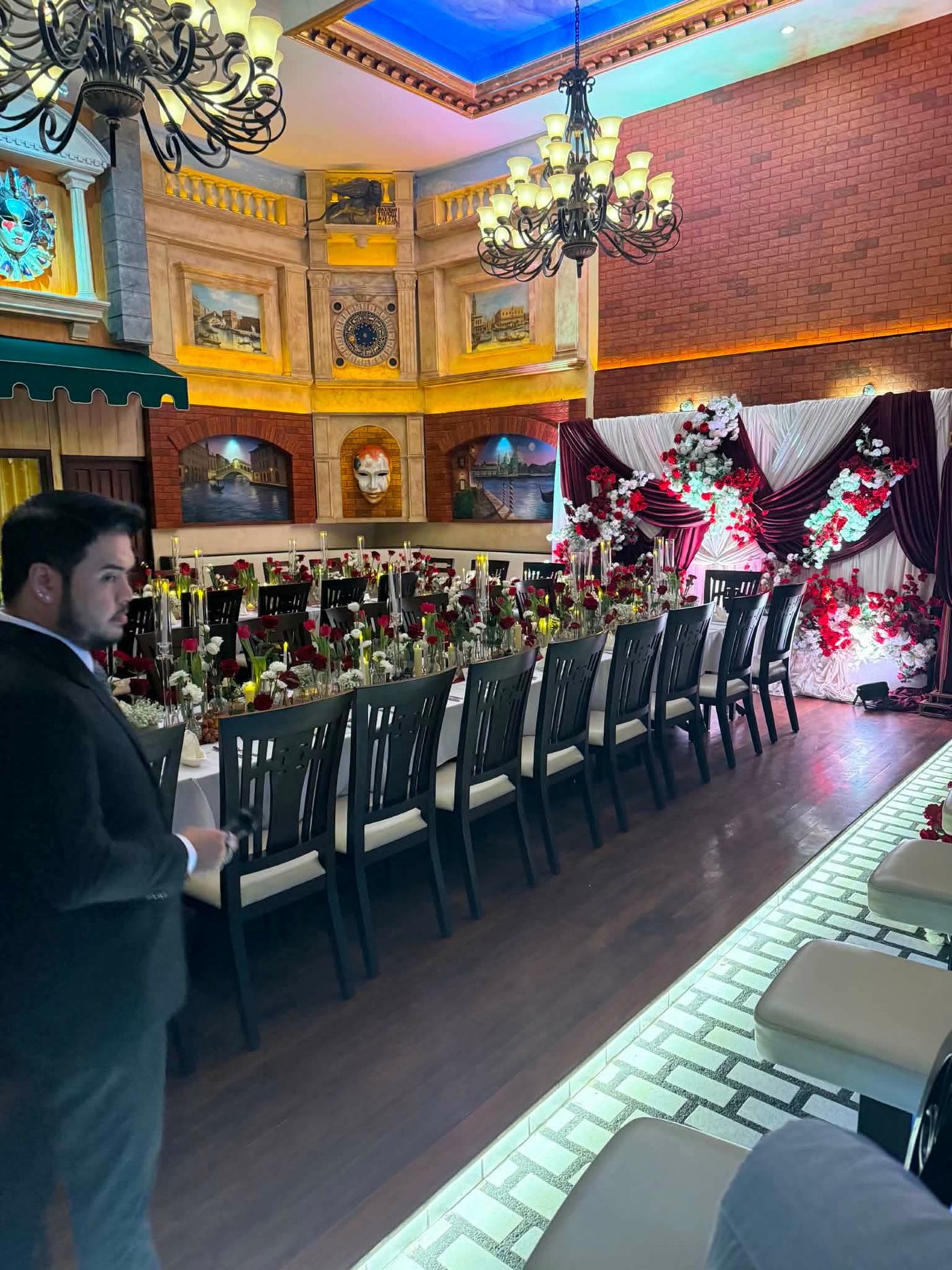 Long table event setup at Villa B29