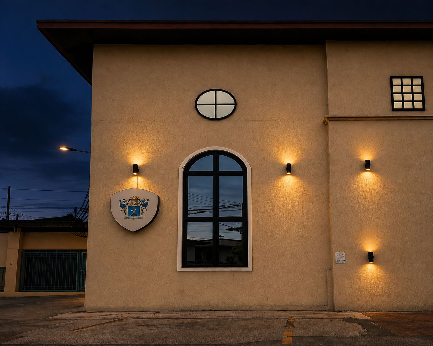 Villa B29 exterior at dusk